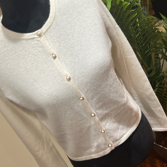 House of Harlow 1960 Ivory 100% Cashmere Cardigan Sweater Large - Picture 6 of 14